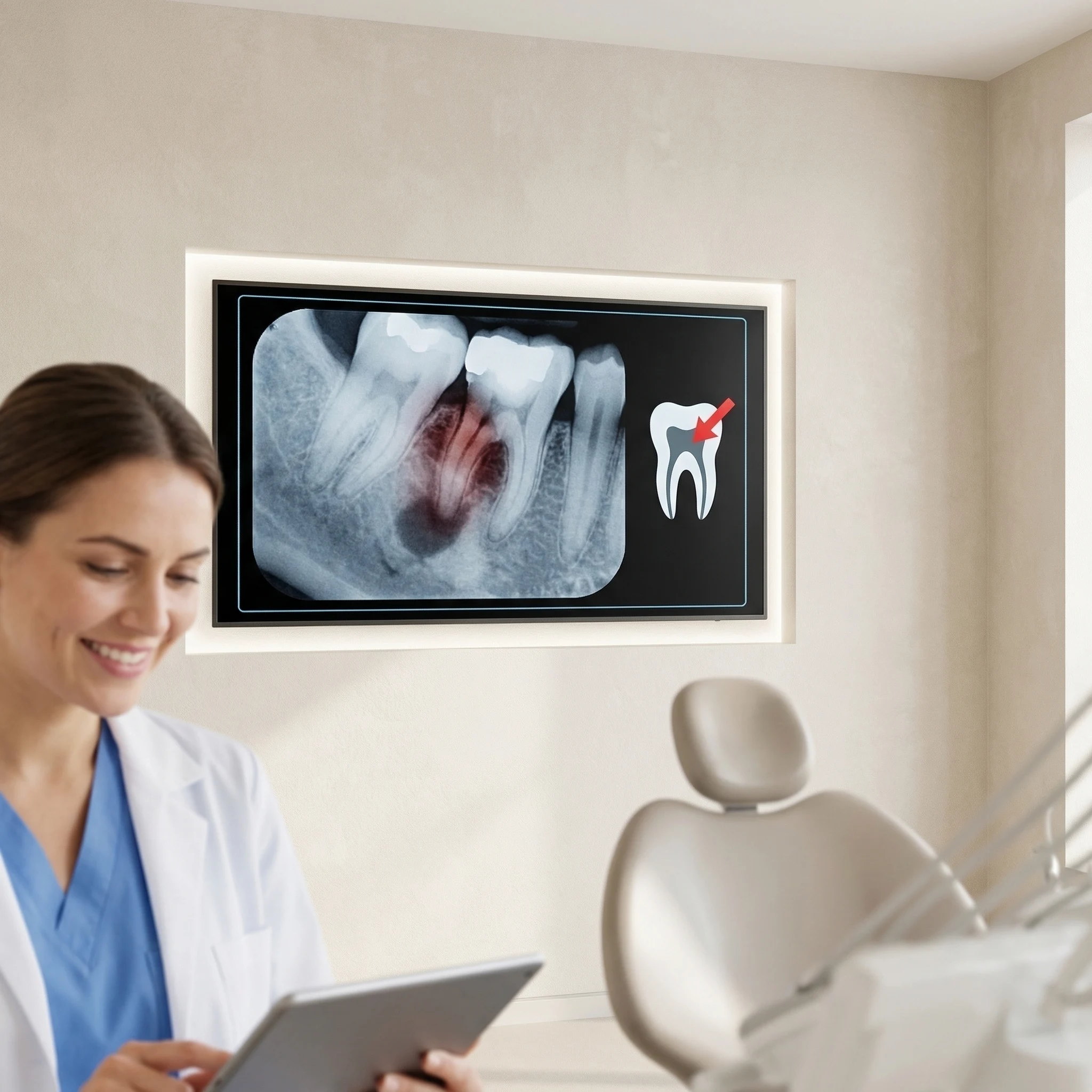 Dental x-ray display showing infected tooth nerve requiring root canal treatment Dalton GA