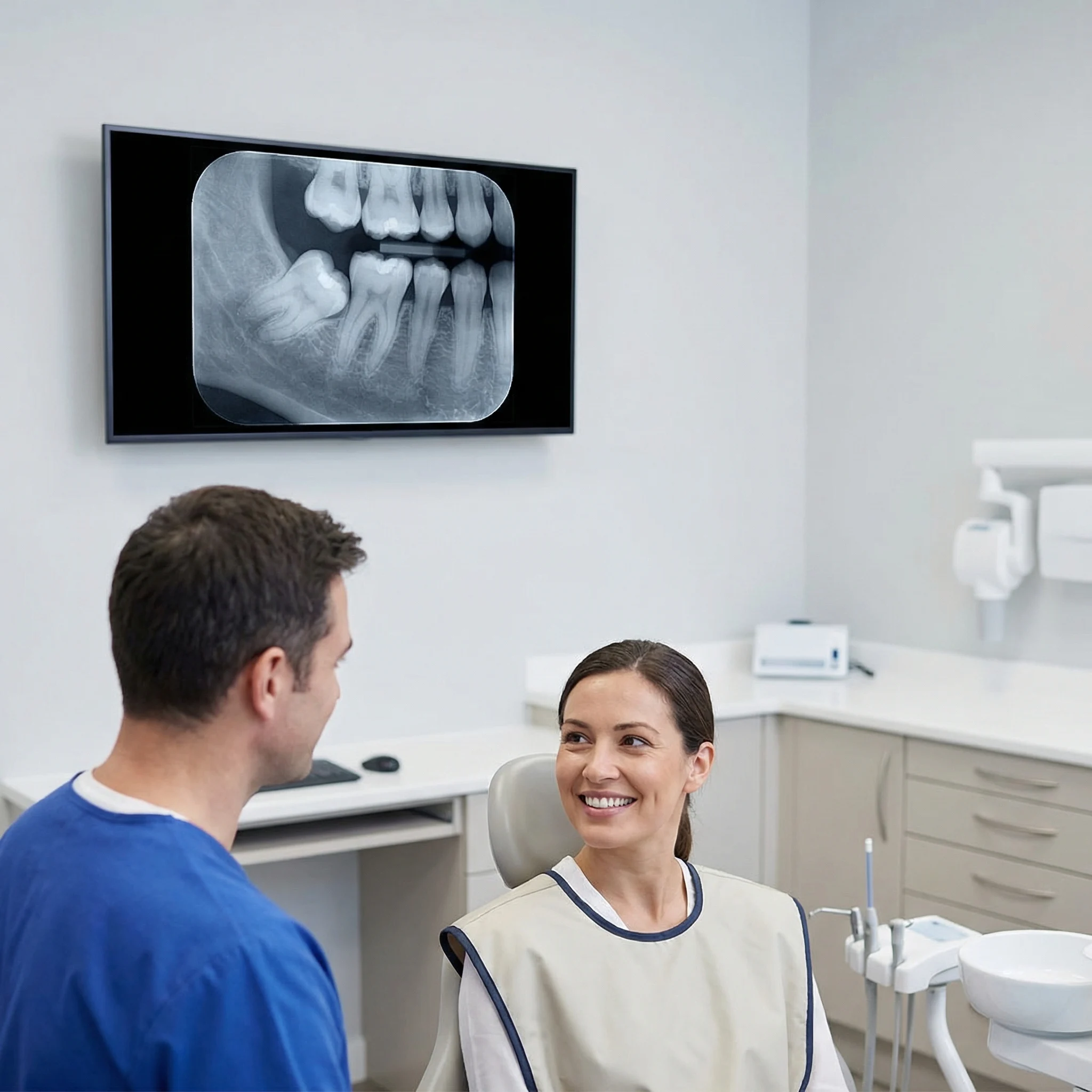 Dental x-ray display showing impacted wisdom tooth diagnostic evaluation for extraction Dalton GA